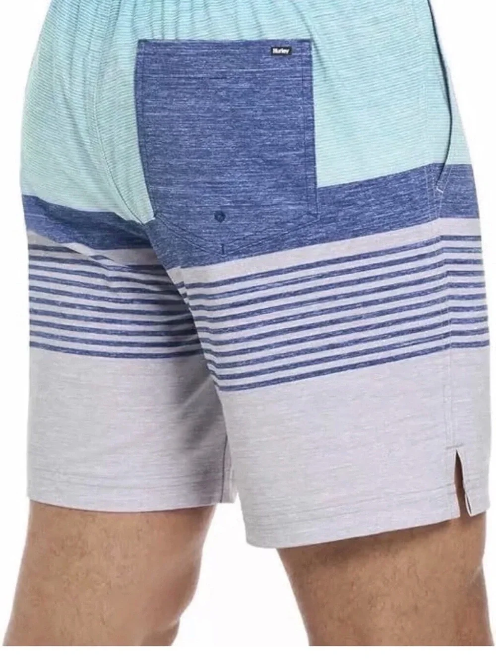 Hurley Men's Regular Fit Stretch Swim Shorts, Blue Stripe, Size L